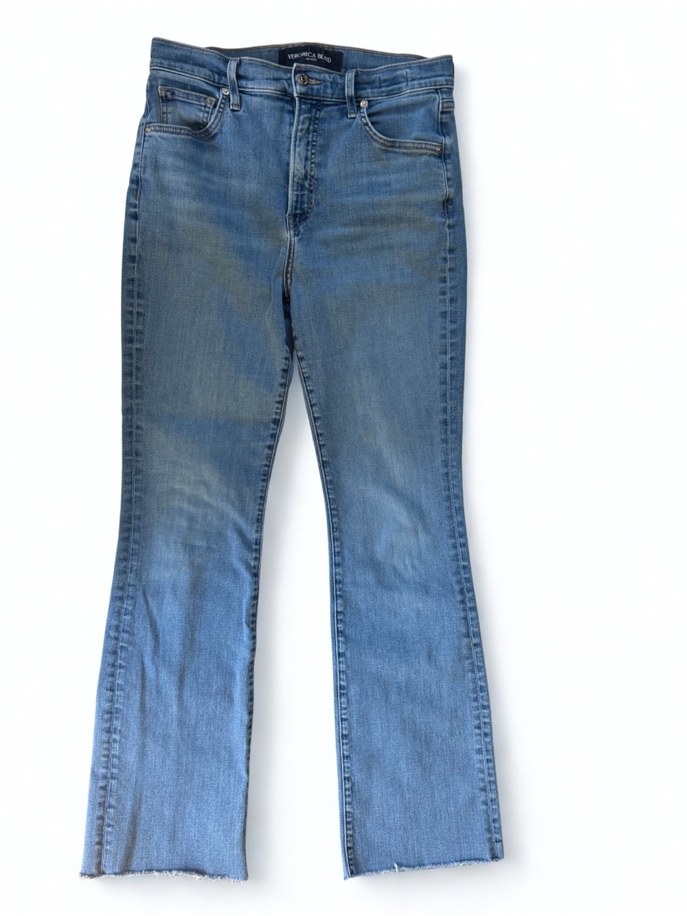 Veronica Beard Cameron High Rise Bootcut Raw Hem Jeans Size 30